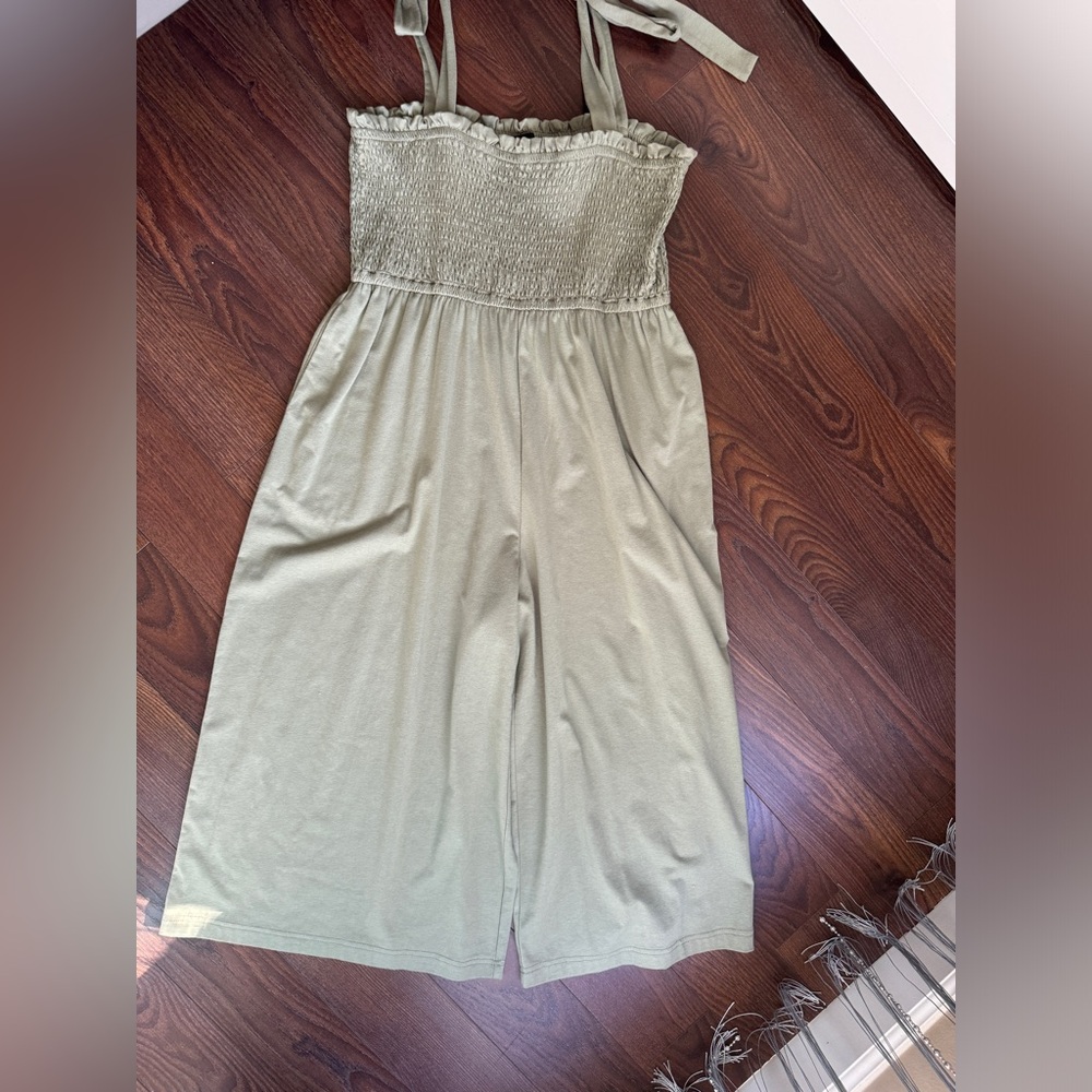 MINKPINK Sage Green Smocked Jumpsuit